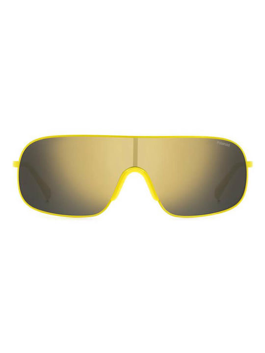 Polaroid Sunglasses with Yellow Plastic Frame and Gold Polarized Mirror Lens PLD6222/S 40G/LM