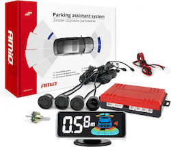 AMiO Back Car Parking System with Screen / Buzzer and 4 Sensors 21.5mm in Black Colour