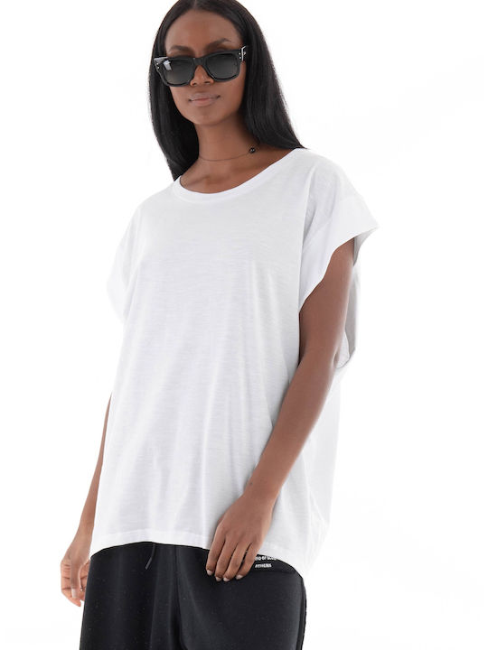 Collectiva Noir Women's Summer Blouse Short Sleeve White