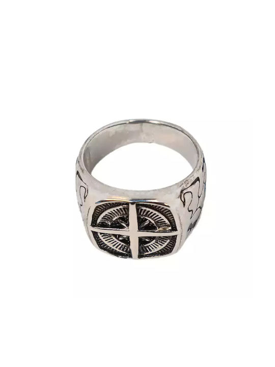 Ring with Compass Design - Stainless Steel