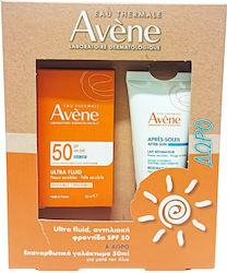 Avene Ultra Fluid Invisible Blue Light Spf50 Face Sunscreen Set, 50ml & Free After Sun, 50ml