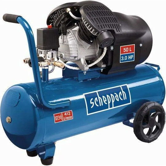 Scheppach Einphasig Luftkompressor 97dB mit Leistung 3hp und Lufttank 50Es 5906102901