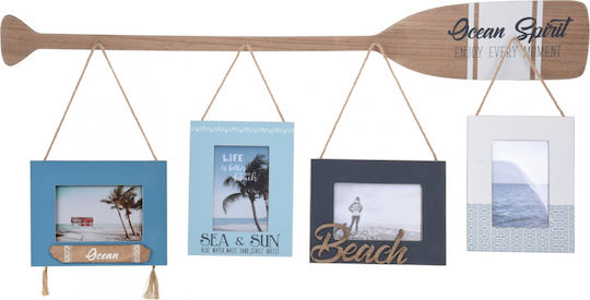 Home&Styling Collection Мулти Стенен Монтаж Дървена Рамка За 4 Снимки С Многоцветна Рамка