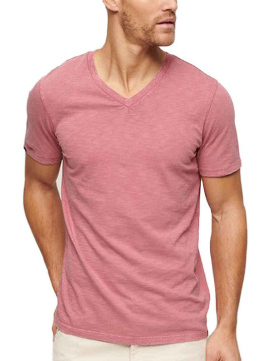 Superdry Stud Herren T-Shirt Kurzarm mit V-Ausschnitt Rose