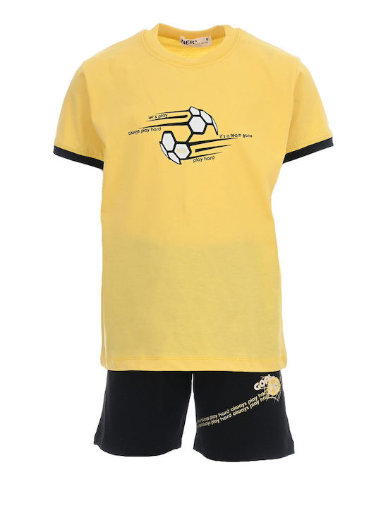 Nek Kids Wear Παιδικό Σετ με Σορτς Καλοκαιρινό 2τμχ Κίτρινο-μαύρο