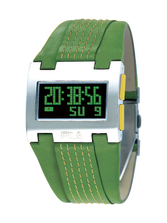 Fila Digital Uhr Batterie mit Grün Lederarmband