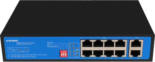 Ewind Unmanaged L2 PoE+ Switch with 10 Gigabit (1Gbps) Ethernet Ports