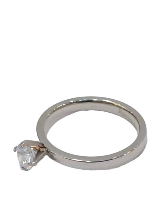 One Jewellery Ring with Zircon made of Steel
