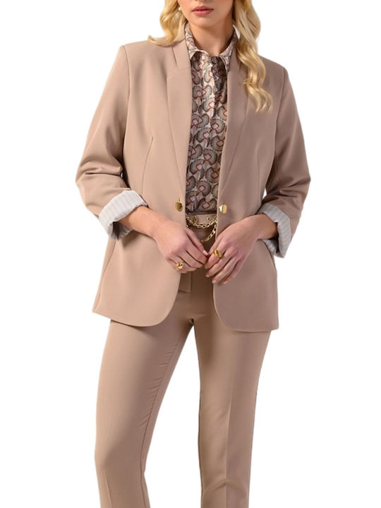 Derpouli Damen Blazer Beige