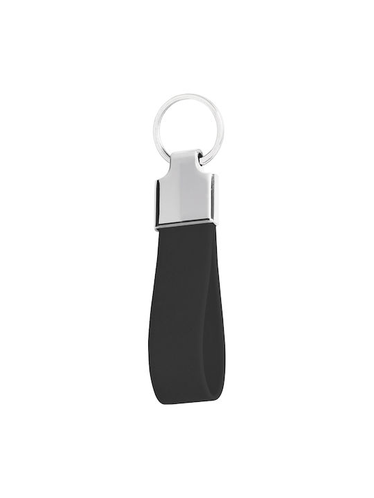 Metal Keychain with Leatherette Code An-5090 - Black