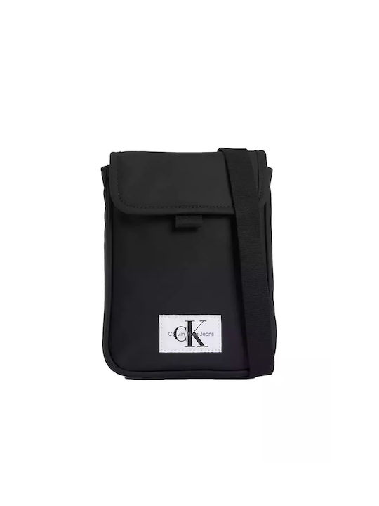 Calvin Klein Leather Shoulder / Crossbody Bag with Zipper & Adjustable Strap Black