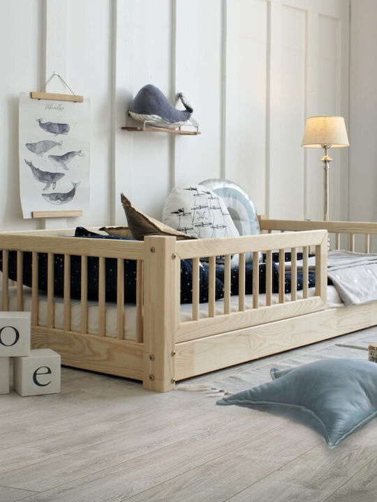 Παιδικό Κρεβάτι Montessori Μονό Μπεζ για Στρώμα 100x200cm 1 εκ., 2/3