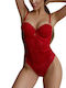 Lingerie Bodysuit with Transparency Red