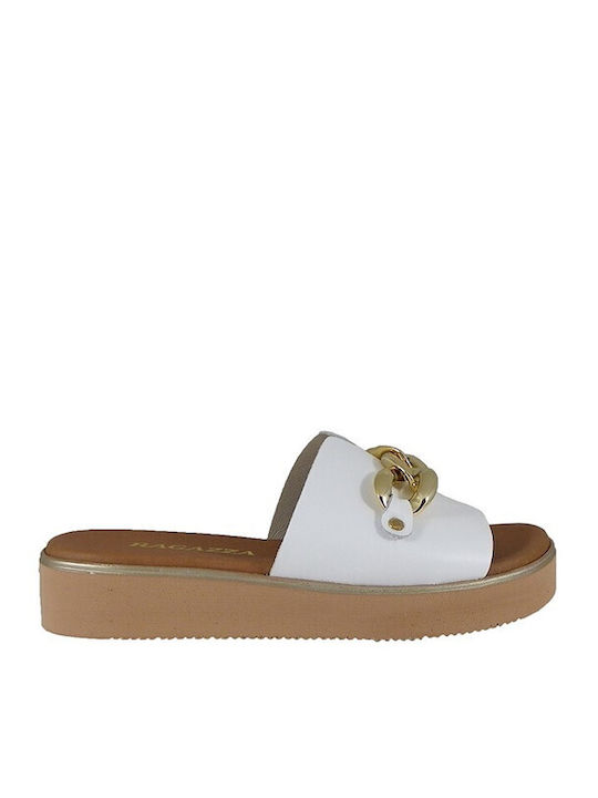 Ragazza Leather Women's Flat Sandals in White C...