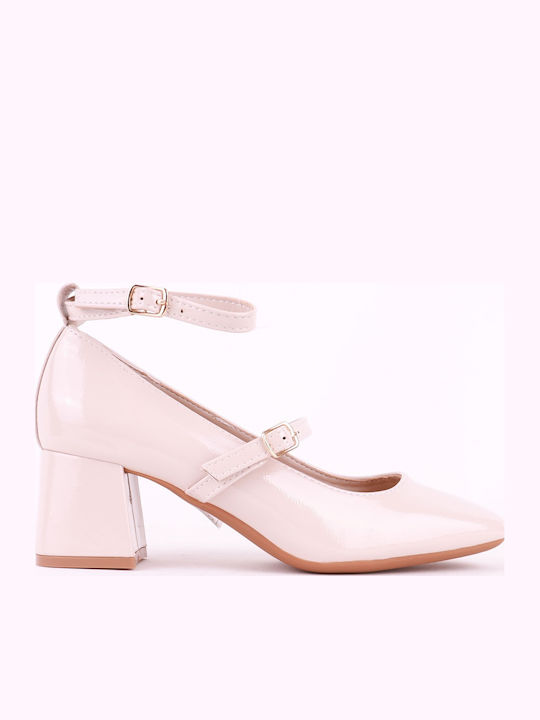 Alta Moda Patent Leather Beige Heels