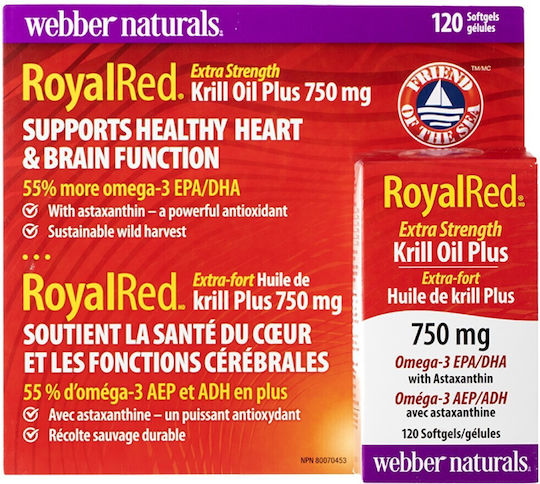 Webber Naturals Крилово масло + Омега 3 Royalred® 750 мг [120 капсули]