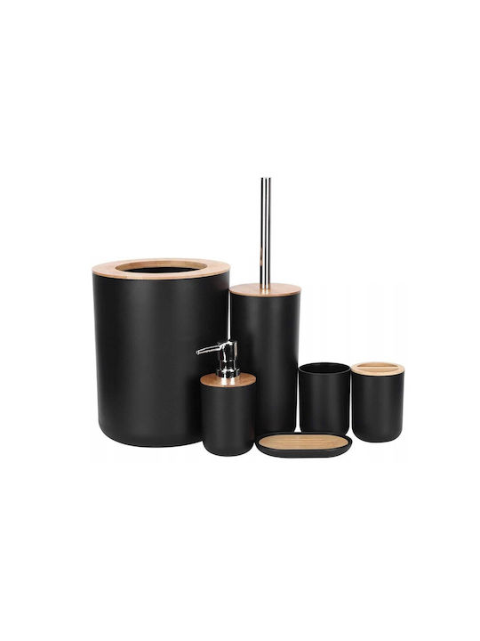 Aria Trade Badezimmer-Accessoire-Set Kunststoff Schwarz 6Stück