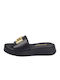 Ragazza Leder Damen Flache Sandalen Flatforms in Schwarz Farbe