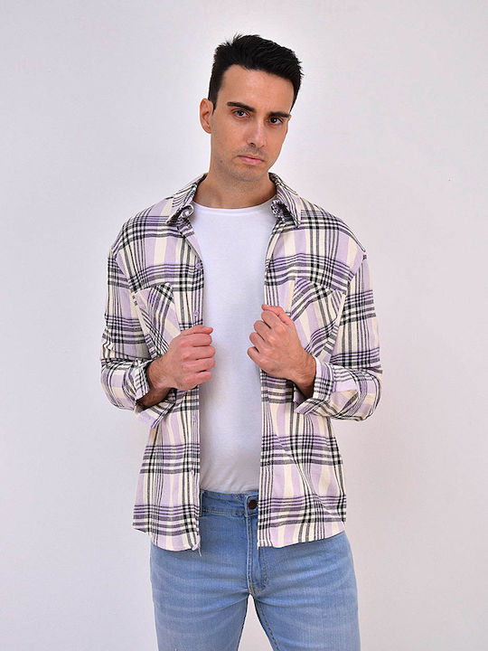 Long-sleeved Shirt Checked Purple