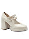 Marco Tozzi Anatomic Patent Leather White Heels with Strap