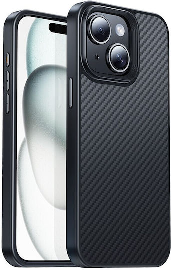 As7 Kevlar Slim Umschlag Rückseite Aramid Fiber Schwarz (iPhone 15 Plus / 16 Plus)