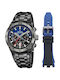 Bike Herrenuhr Chronograph Batterie mit Grau Rostfreien Stahlarmband