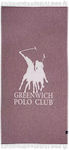 Greenwich Polo Club 3906 Beach Towel Cotton Bordeaux Ivorian with Fringes 170x85cm.