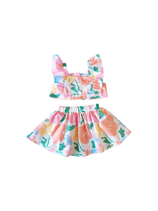 Sweet Baby Kids Set with Skirt Summer 2pcs White