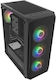 Natec Fury Shobo SH4F Гейминг Midi Tower Компютърна кутия със странично прозорче и RGB осветление Черно