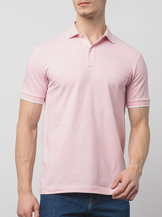 Hugo Boss Bluza pentru bărbați cu mâneci scurte Polo Roz