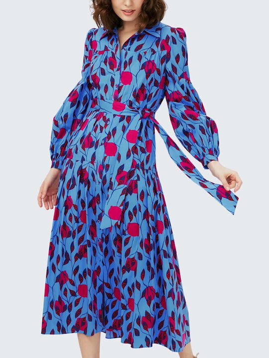 Diane Von Furstenberg Midi Kleid Pure Blue