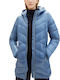 Women's Short Puffer Jacket for Winter Blue