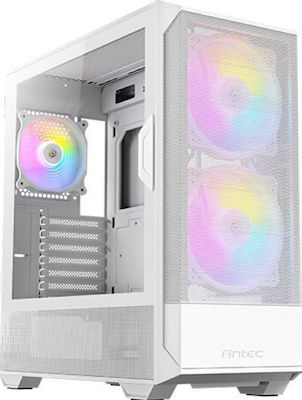 Antec NX416L Gaming Midi Tower Computer Case with Window Panel and RGB Lighting White