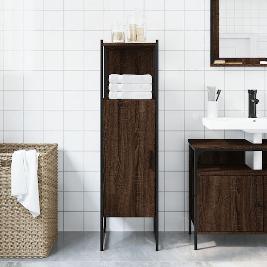 vidaXL Floor Bathroom Shelf Wooden 33x33x120.5cm Brown