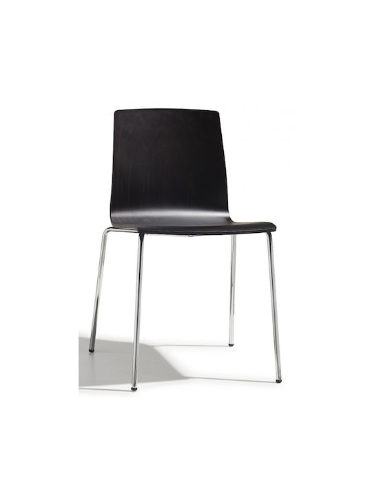 Alice Art.2845 Wooden Chair - Va - Matt Anthracite Grey Coated Steel, Embossed Finish, Fw 502 - Wenge Stained Beech