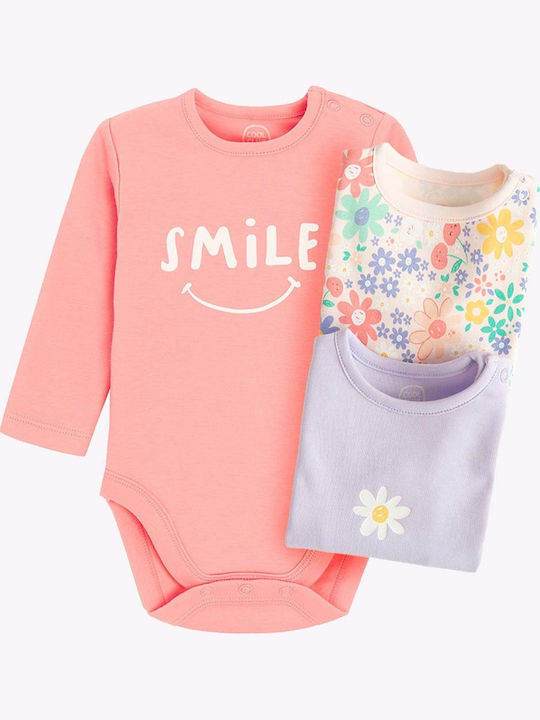 Cool Club Baby Bodysuit Set Long-Sleeved Pink 3pcs