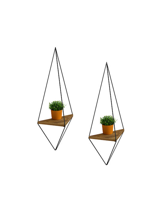 Cannard Black Wall Shelves (2 Pieces) 23x15x60cm