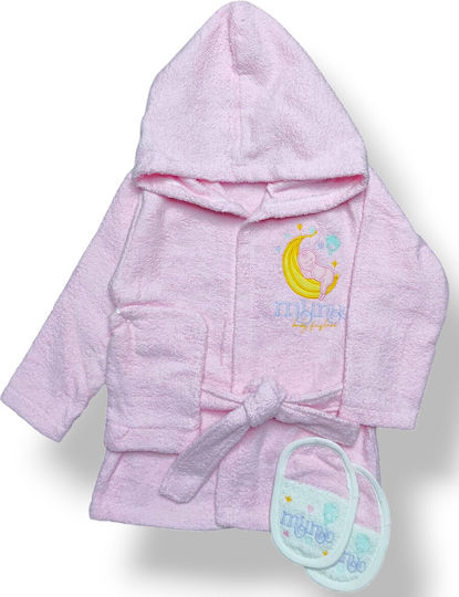 Babydom Babydom Baby Bademäntel & Kapuzenhandtücher Badezimmerset mit Kapuze Rosa