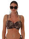 Animal Power Strapless Bikini Top F Cup Animal Print Brown 24066056F-18