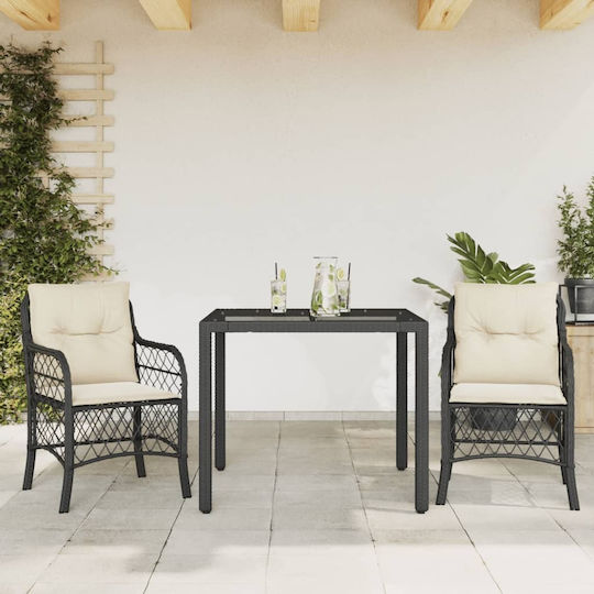 Garten- und Outdoor-Möbelsets Bistro 3 Stück Schwarz mit Kissen
