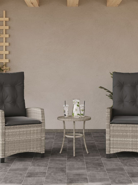 Bistro 3-Piece Living Room Set for Small Outdoor Spaces Light Gray with Pillows