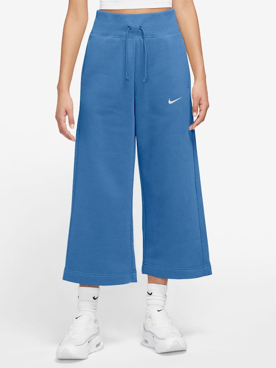 Phoenix Fleece Crop Sweatshirt High Waist Sweatpants Fleece Light Blue