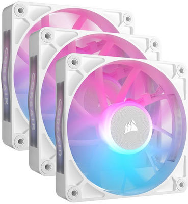 Corsair ICUE Link RX120 Case Fan with RGB Lighting and Connection 4-Pin PWM 3pcs White