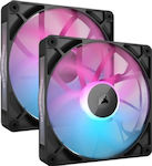 Corsair iCUE LINK RX140 Ventilator Carcasă cu Iluminare RGB și Conexiune 4-Pin PWM 2buc