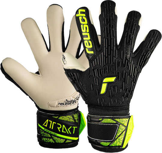 Reusch Attrakt Freegel Gold Finger Support Kids Goalkeeper Gloves Black