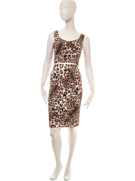 Damen Sommer Bluse Ärmellos Tierdruck Braun