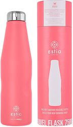 Estia Travel Flask Ανακυκλώσιμο Μπουκάλι Θερμός Ανοξείδωτο BPA Free FUSION CORAL THERMOS 750ml