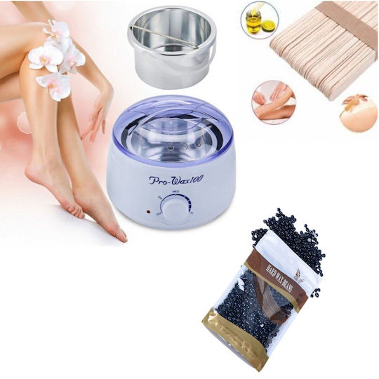 Waxing Set - Wax Warmer, Wax, and 100 Spatulas
