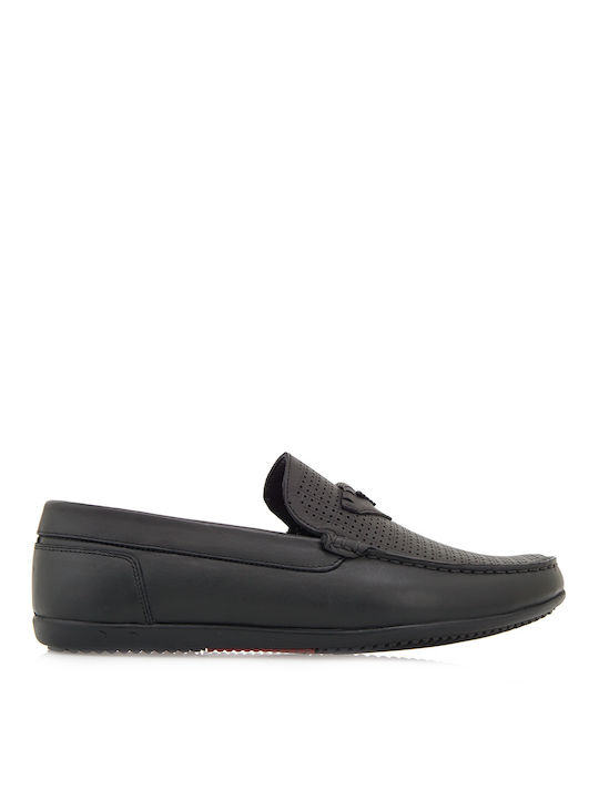 JK London Δερμάτινα Ανδρικά Loafers σε Μαύρο Χρώμα