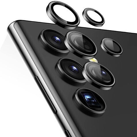Glass Camera Protection Metal Frame Black for the Samsung Galaxy S22 Ultra SM-S908 47757